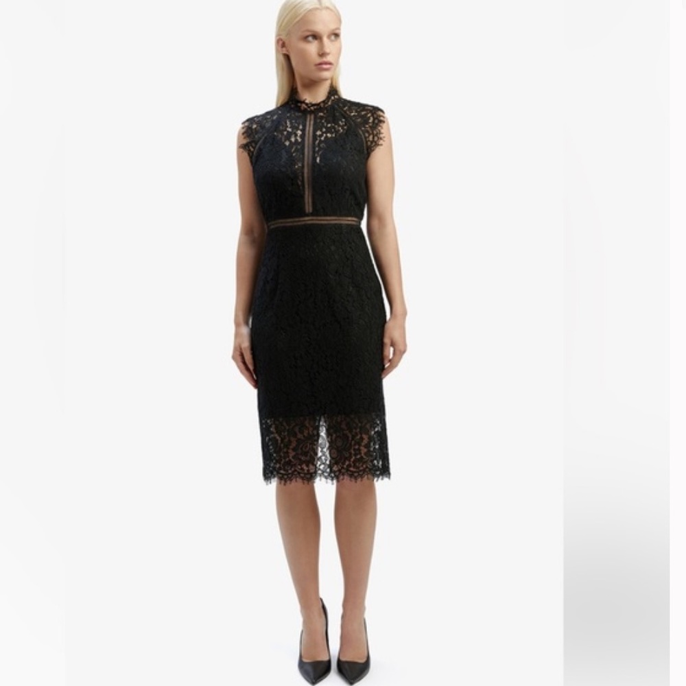 Beautiful Black Lace Bardot Dress EUC